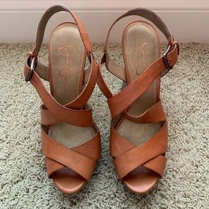 Cognac leather Jessica Simpson heels